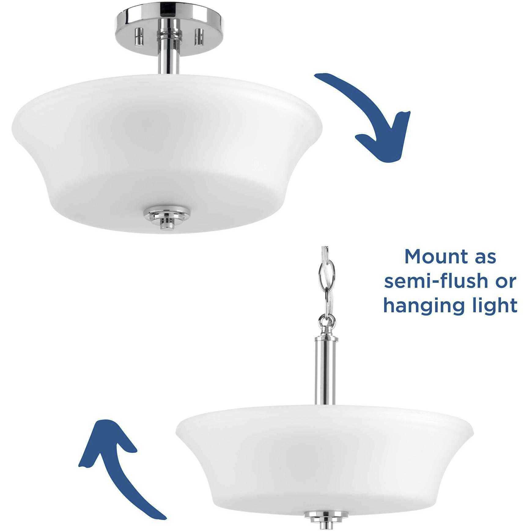 Read 2 Light 14 inch Polished Chrome Semi-Flush Mount Convertible Ceiling Light