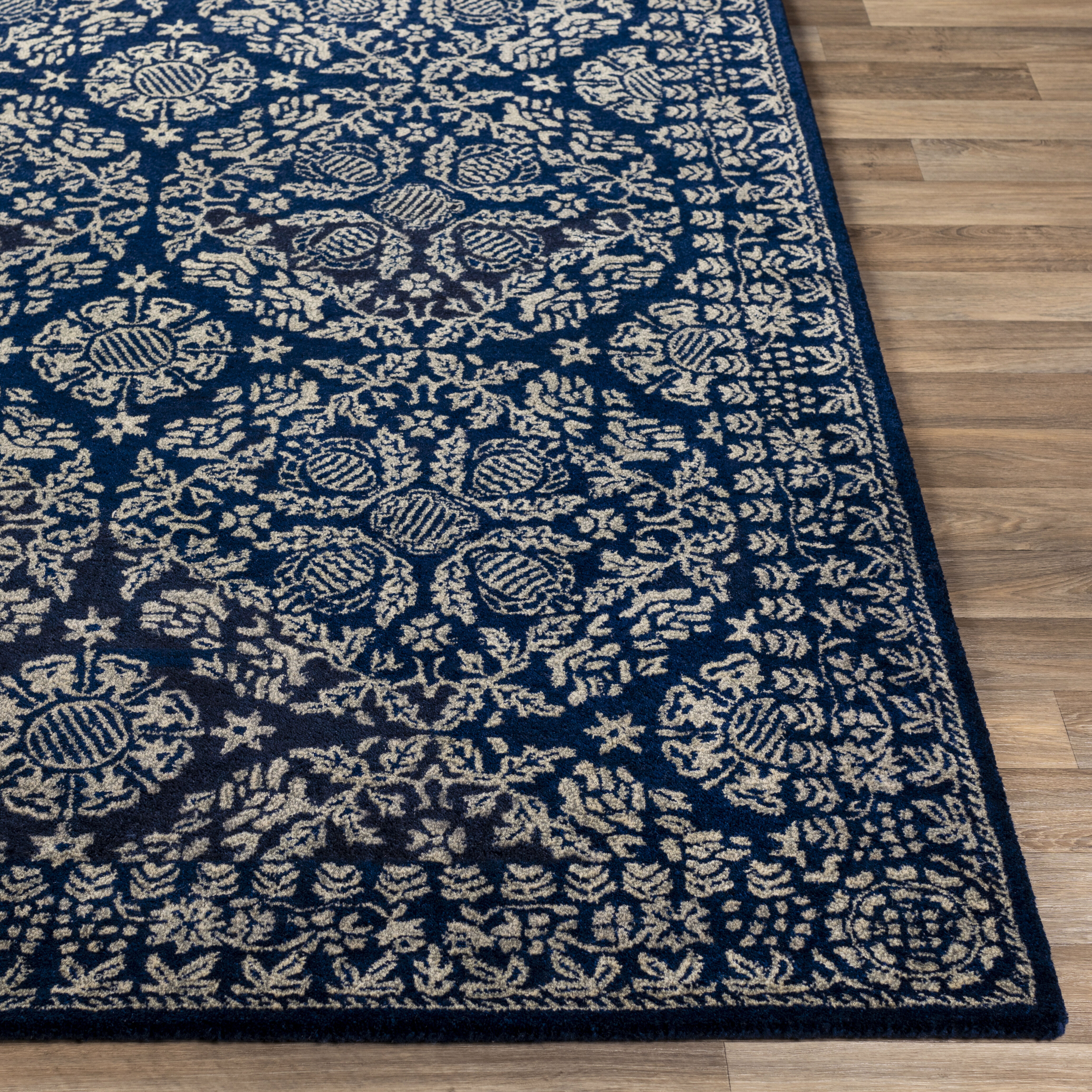 Hendrick 108 X 72 inch Dark Blue Rug, Rectangle