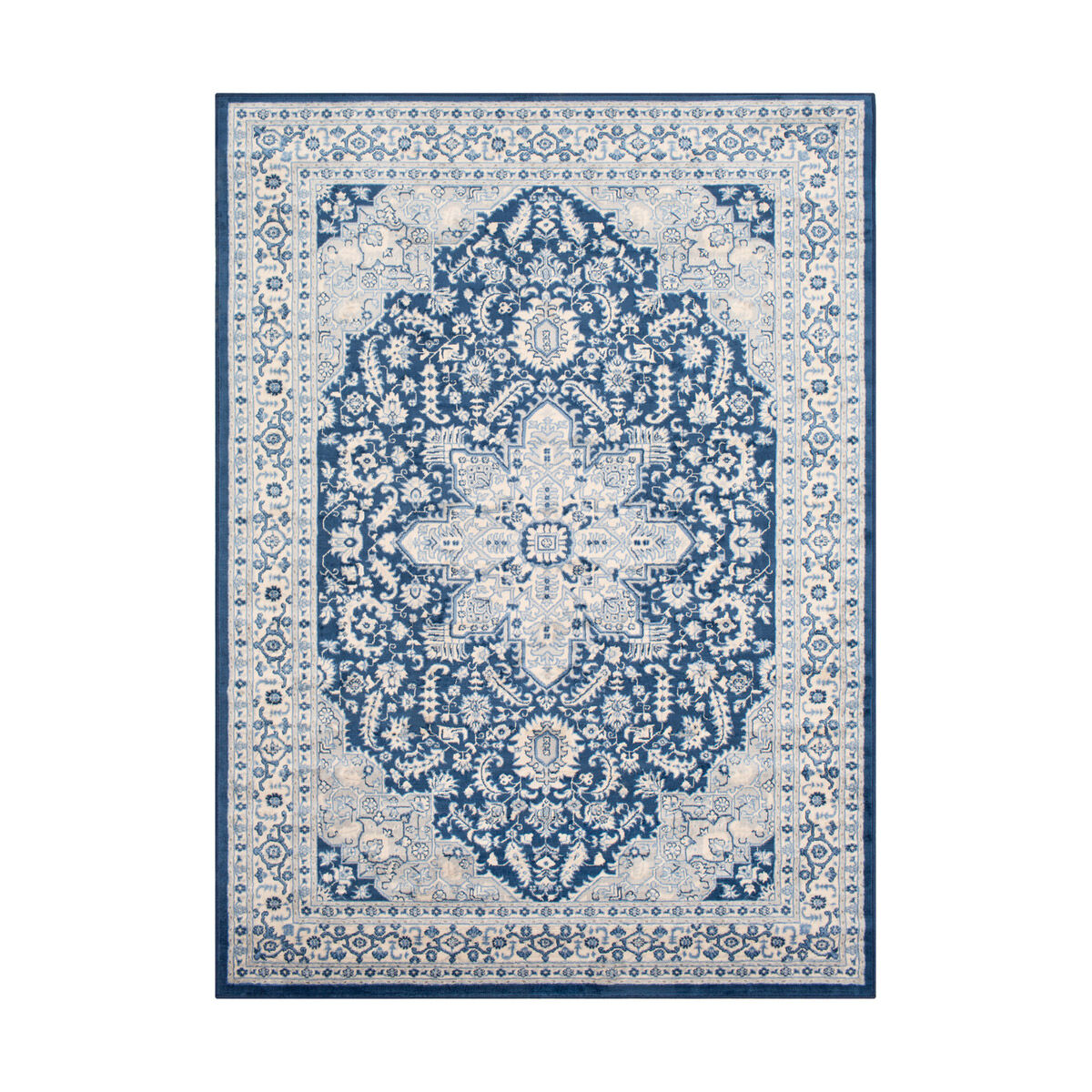 Creighton 87 X 63 inch Navy/Bright Blue/Cream/Silver Gray/Medium Gray Rugs