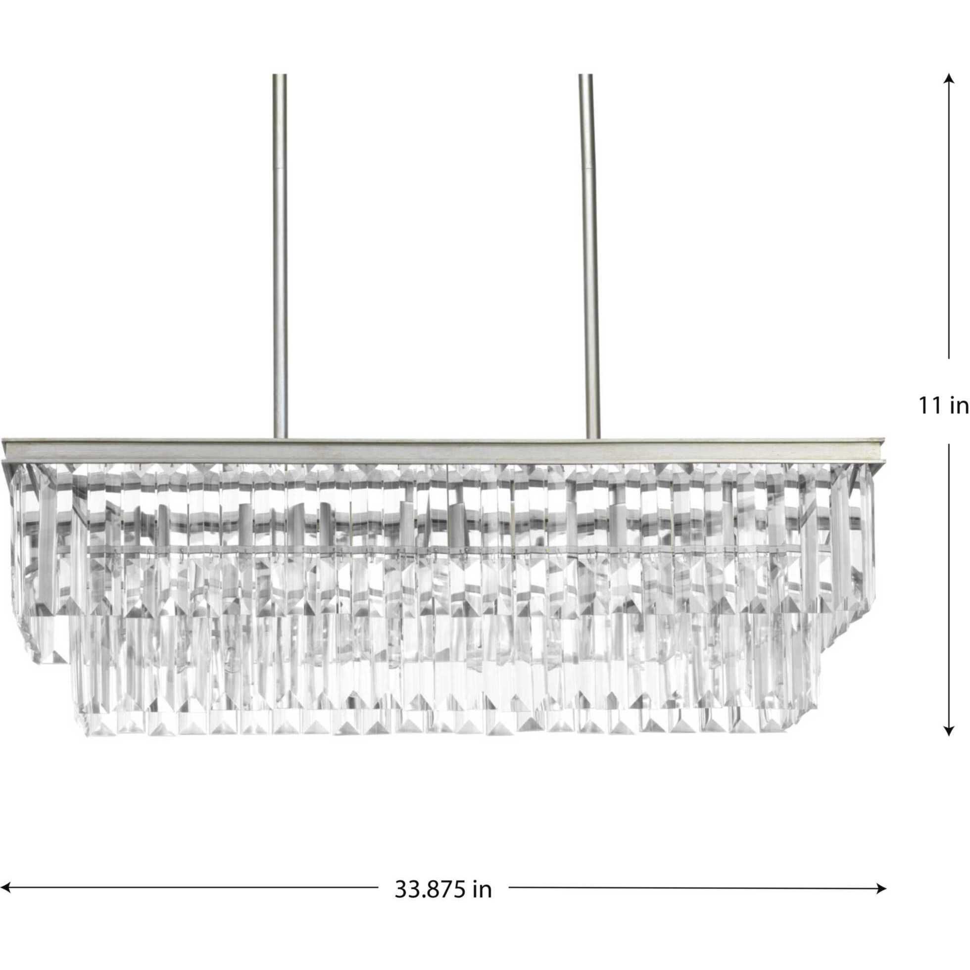 Benedict 4 Light 34 inch Silver Ridge Linear Chandelier Ceiling Light, Design Series