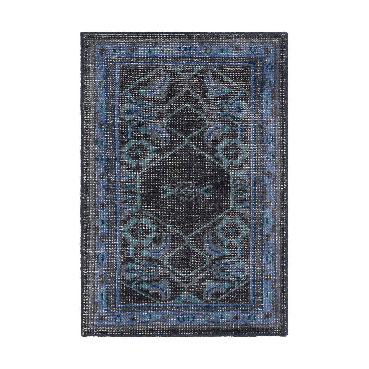 Luella 36 X 24 inch Navy/Dark Blue/Dark Brown/Teal/Charcoal Rugs, Wool
