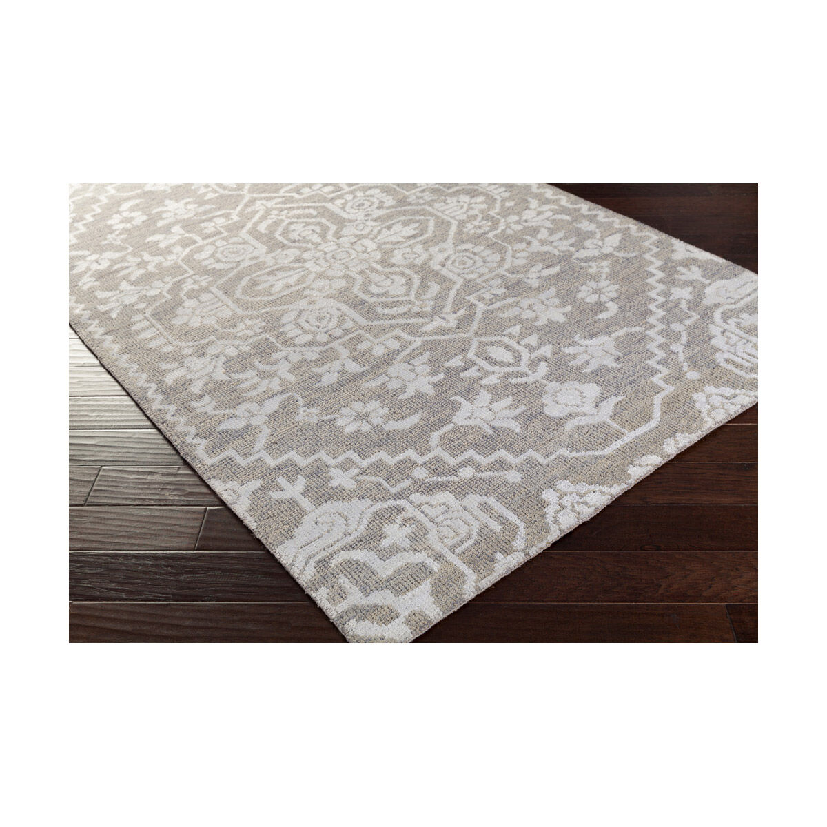 Varrius 72 X 48 inch Light Gray/Silver Gray Rugs, Wool and Viscose