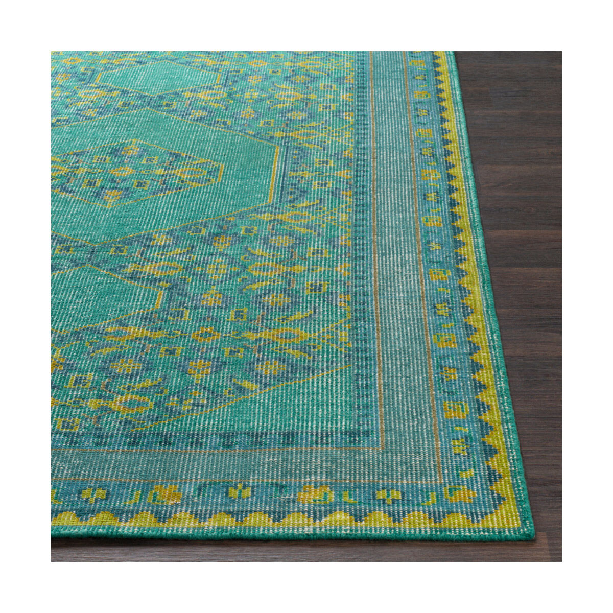 Luella 66 X 42 inch Teal/Lime/Olive/Dark Green/Dark Blue/Aqua Rugs, Wool