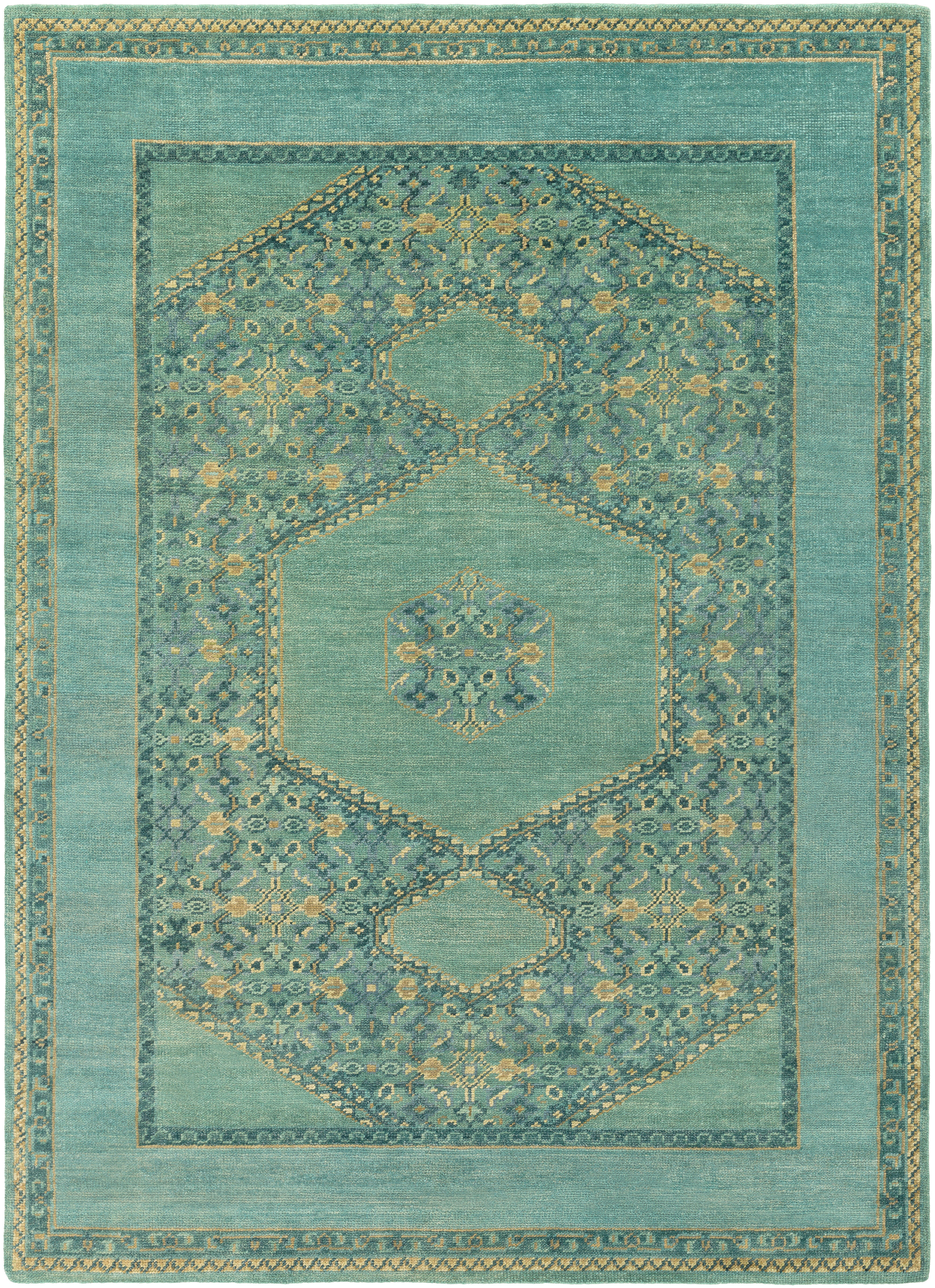 Loren 132 X 96 inch Medium Green Rug, Rectangle