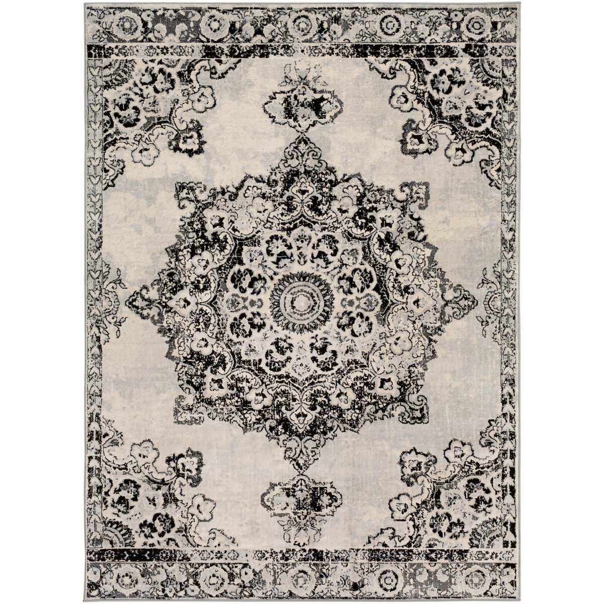 Creighton 87 X 63 inch Silver Gray/Medium Gray/Cream/Black Rugs