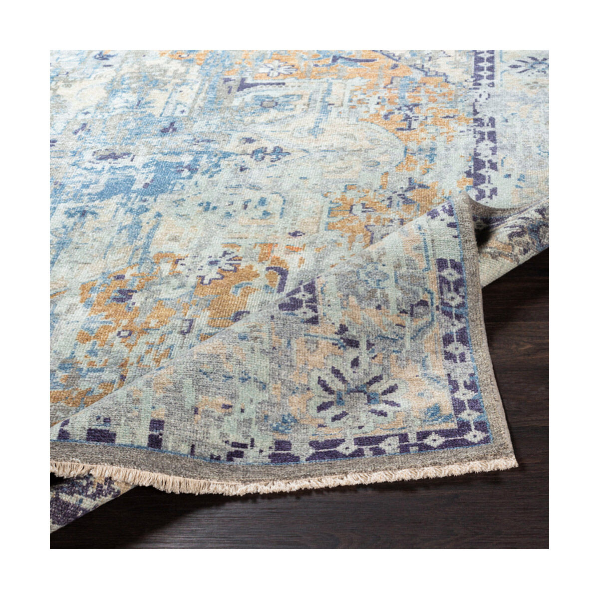 Nero 132 X 96 inch Blue Rug, Rectangle