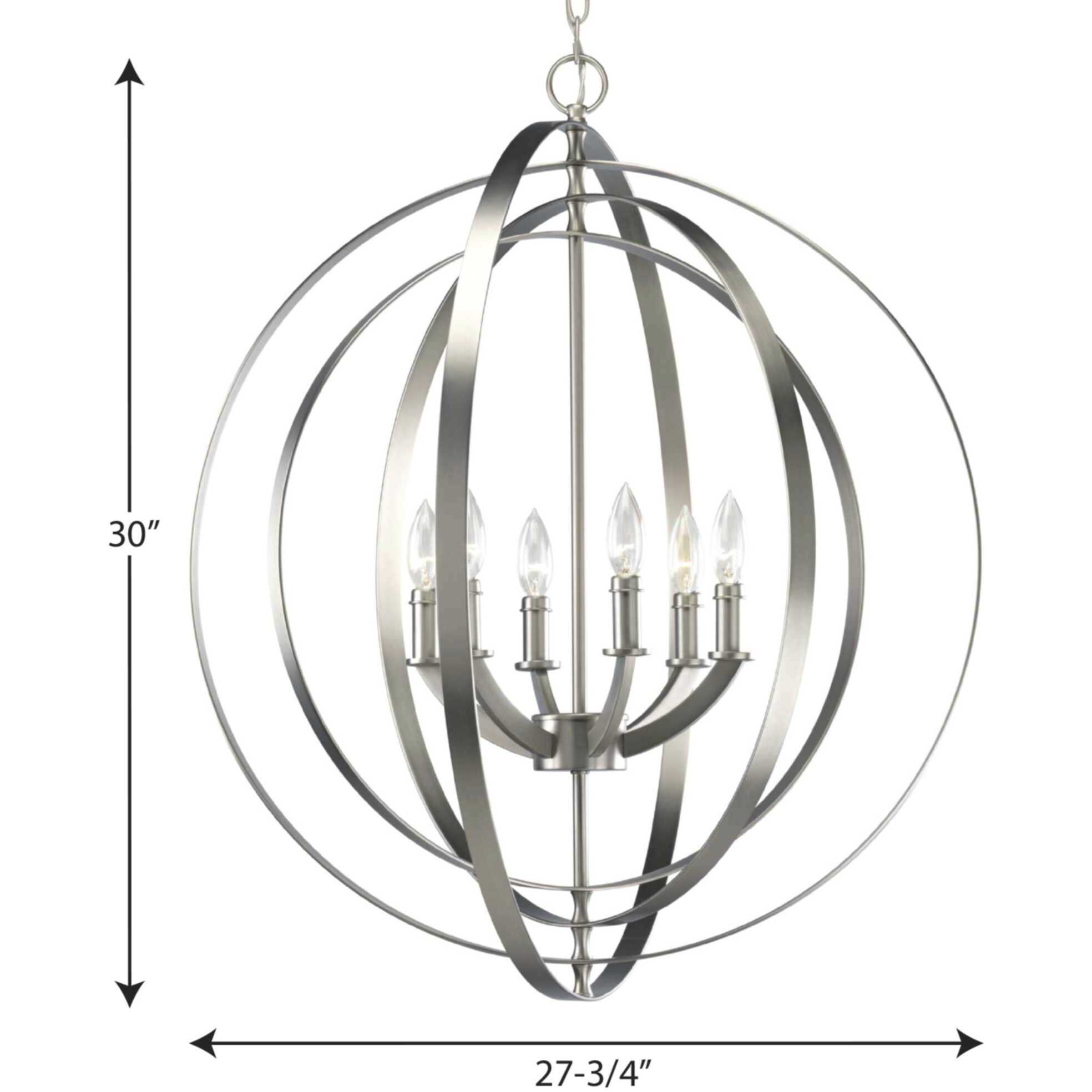 Buster 6 Light 27.75 inch Burnished Silver Foyer Pendant Ceiling Light