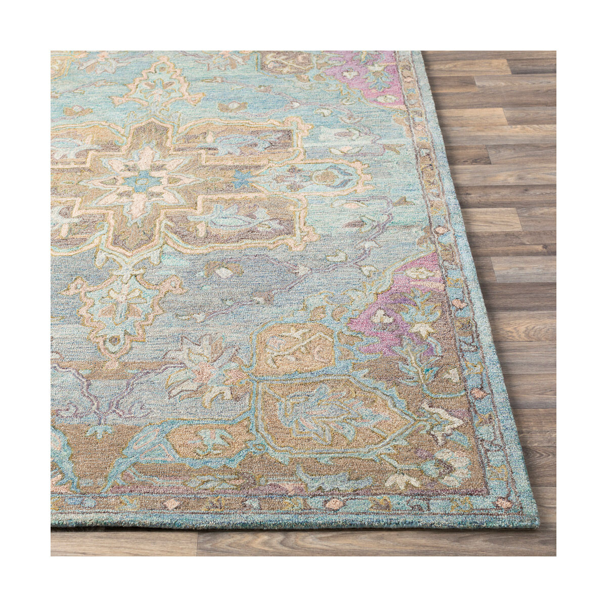 Lester 36 X 24 inch Aqua/Taupe/Grass Green/Khaki/Dark Brown/Mauve Rugs, Rectangle