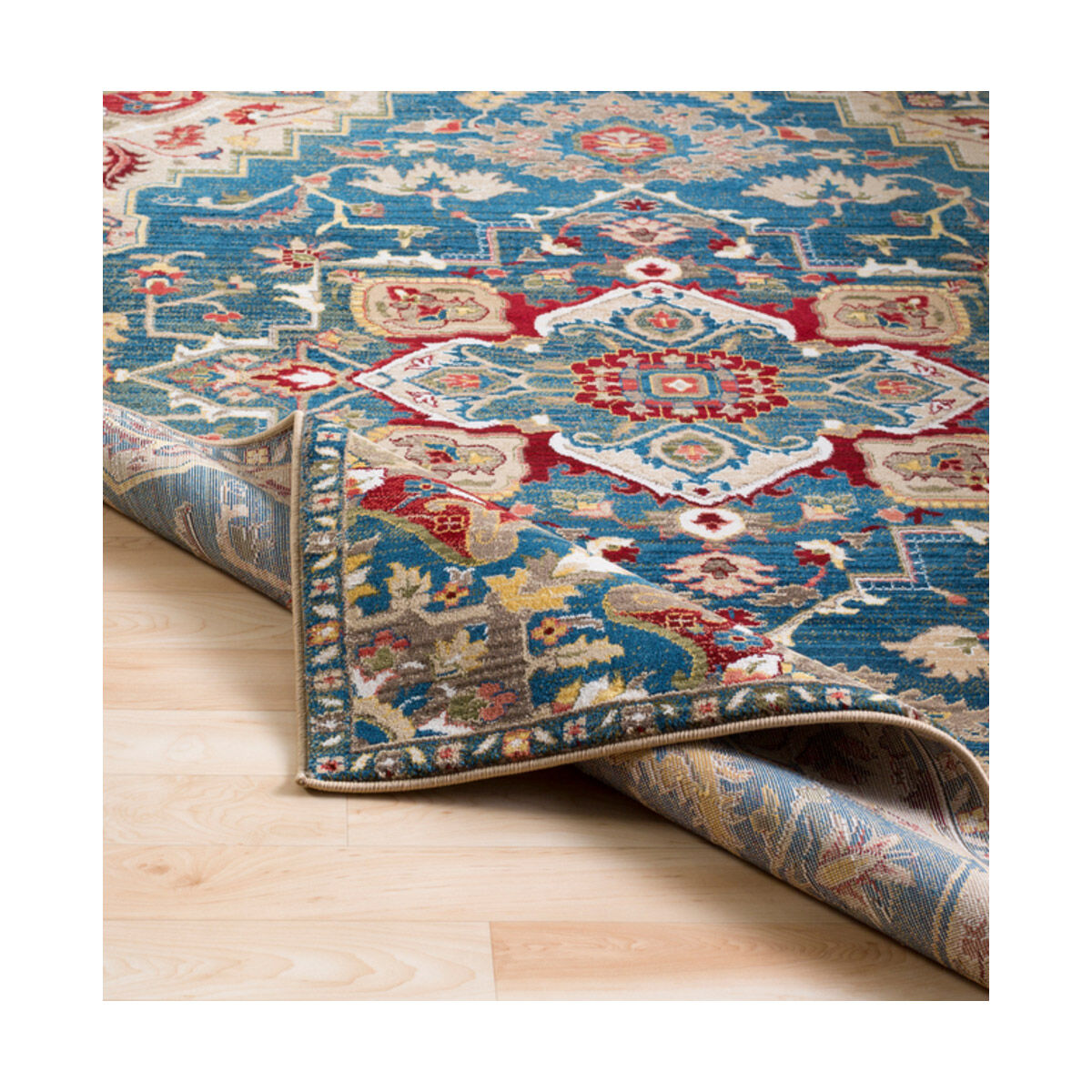 Hannibal 89 X 61 inch Navy/Khaki/Dark Red/White/Bright Yellow/Saffron Rugs, Rectangle