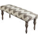 Ortensia Cream Upholstered Bench, Rectangle, Wood Base, Hand Woven