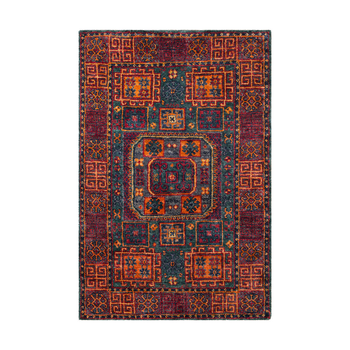 Dolores 96 X 60 inch Dark Green/Dark Red/Saffron/Burnt Orange/Navy Rugs, Rectangle