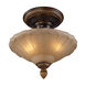 Hamlet 3 Light 12 inch Golden Bronze Semi Flush Mount Ceiling Light