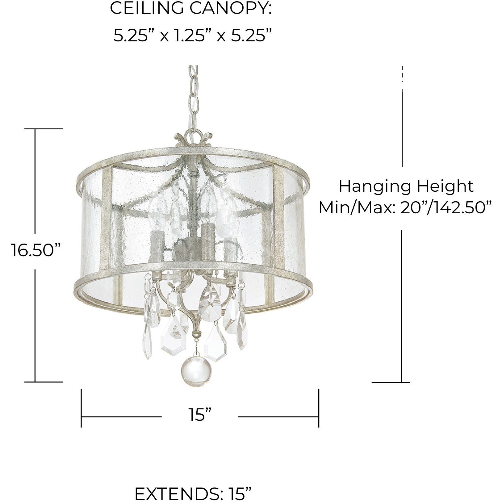 Dudley 4 Light 15 inch Antique Silver Pendant Ceiling Light