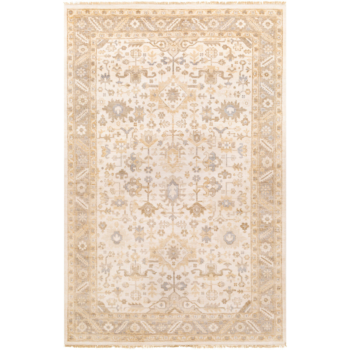 Poppy 132 X 96 inch Khaki/Cream/Camel/Medium Gray Rugs, Rectangle