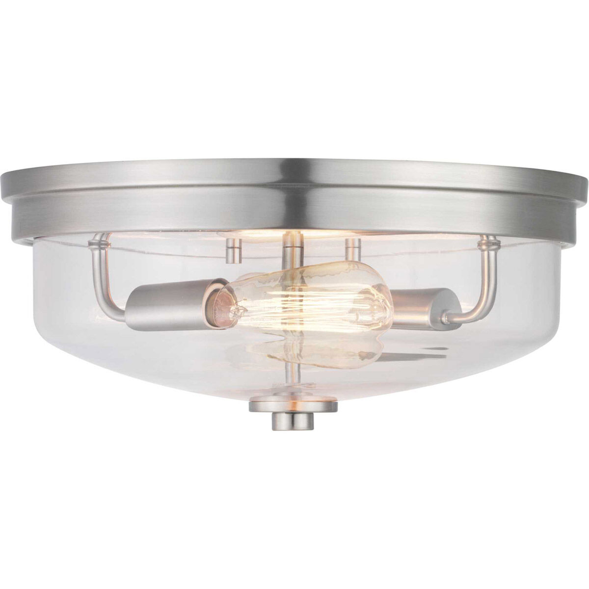 Merit 2 Light 14 inch Brushed Nickel Flush Mount Ceiling Light, Design Series