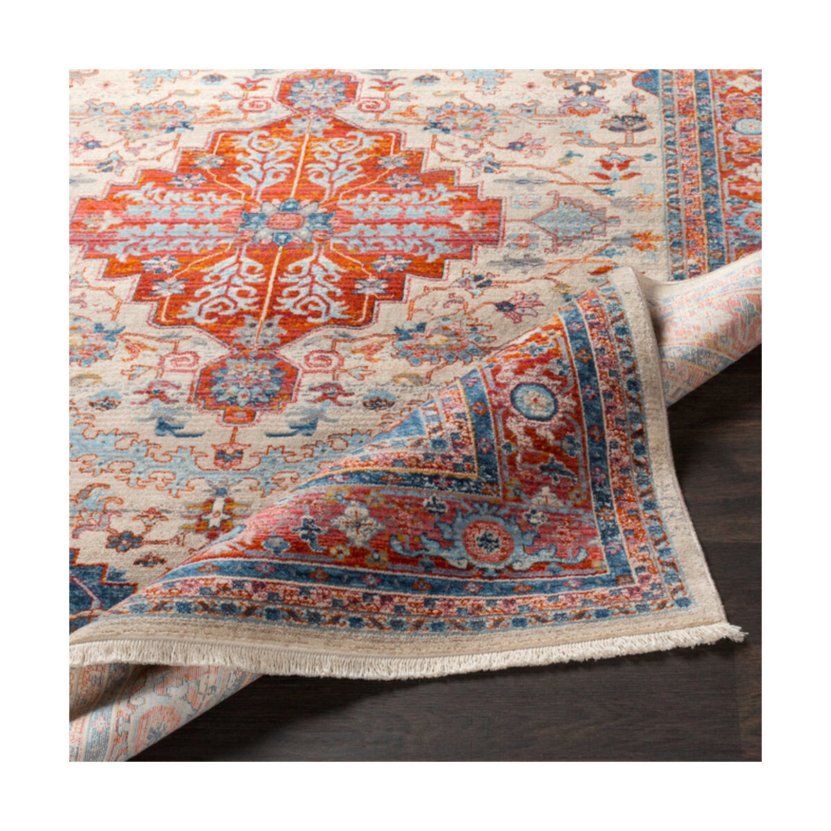 Preston 59 X 31 inch Pale Pink/Rose/Beige/Sky Blue/Cream/Burnt Orange Rugs, Rectangle