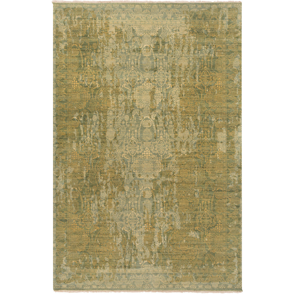 Decretas 120 X 96 inch Brown and Yellow Area Rug, Wool