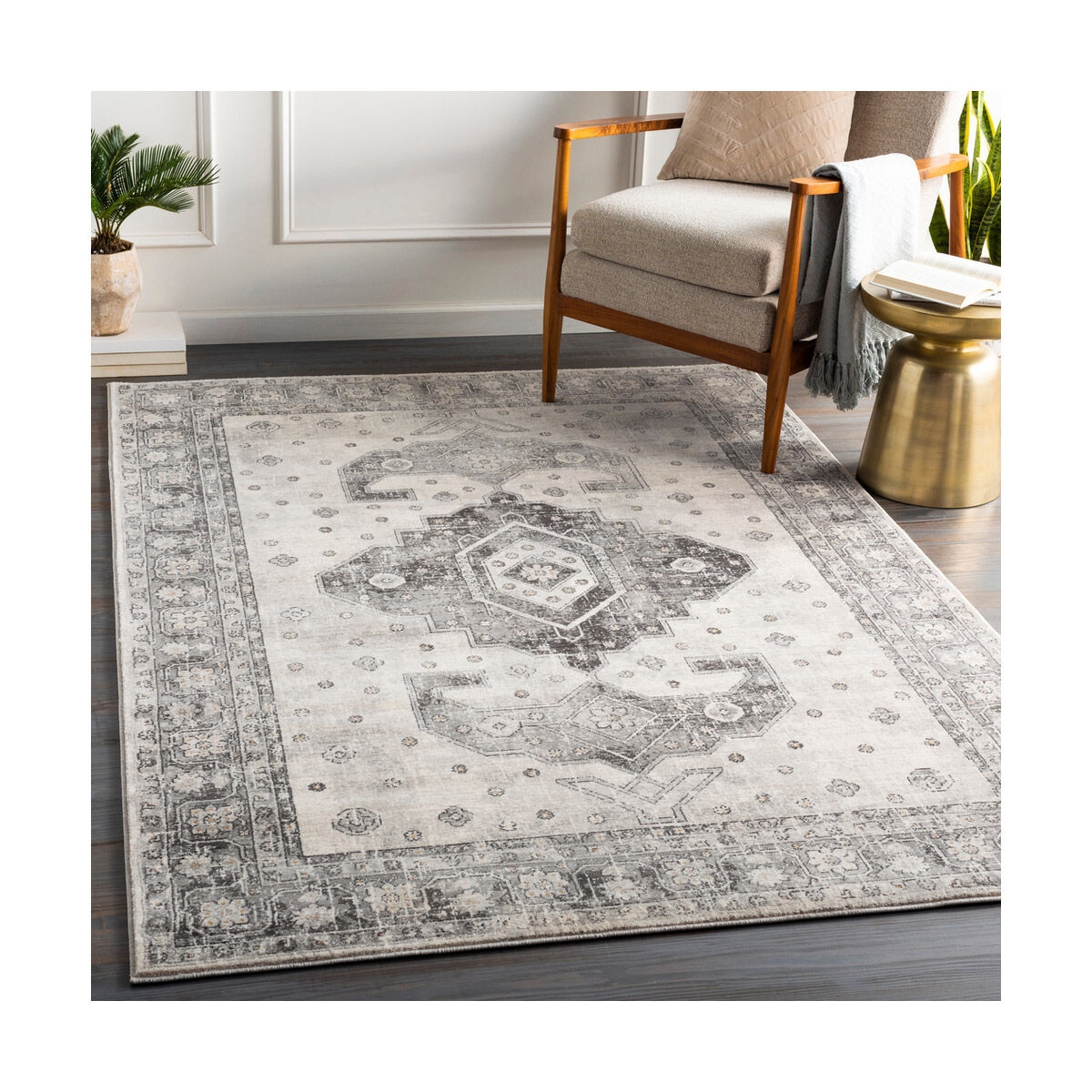 Alton 87 X 63 inch Charcoal/Medium Gray/Black/Tan/Beige/White Rugs