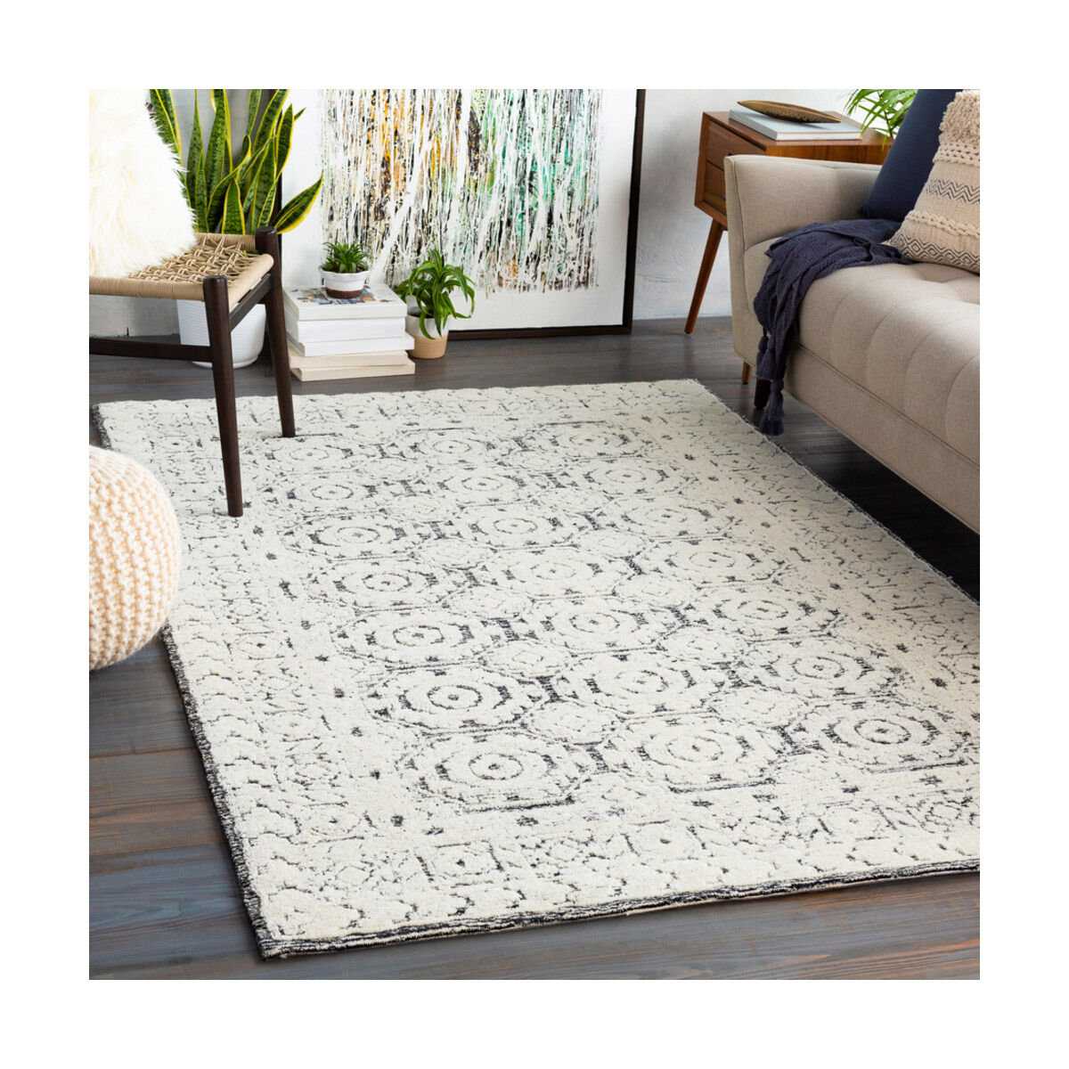 Ellen 72 X 48 inch Black Rug, Rectangle