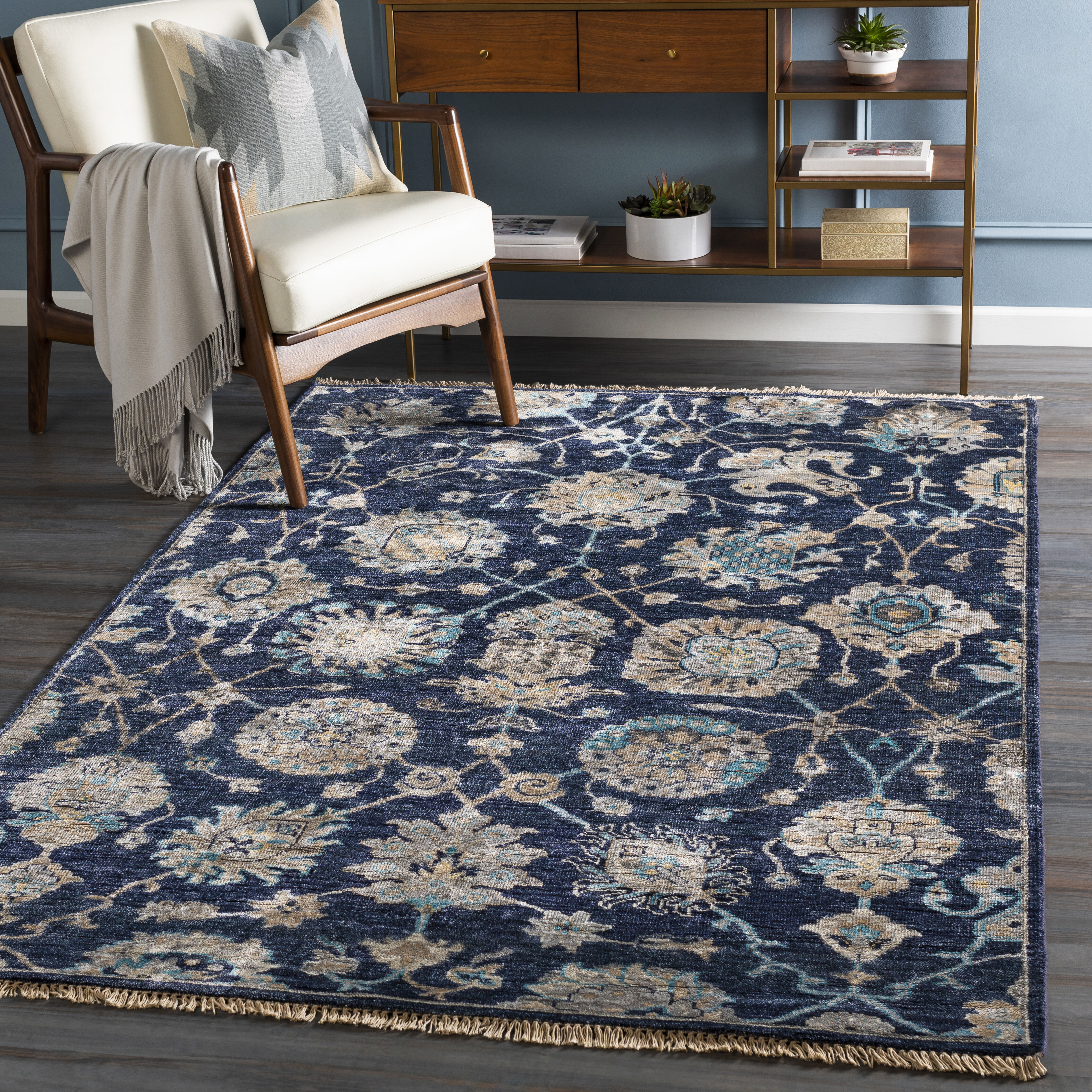Farrar 72 X 48 inch Navy Rug, Rectangle