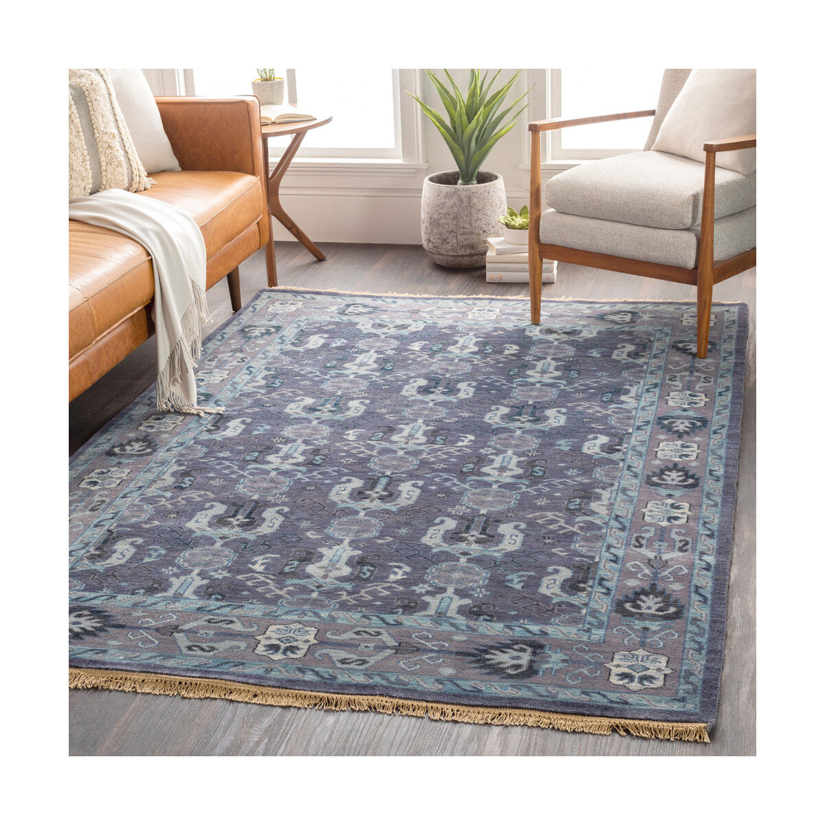 Douglas 36 X 24 inch Navy/Dark Purple/Aqua/Pale Blue Rugs, Wool