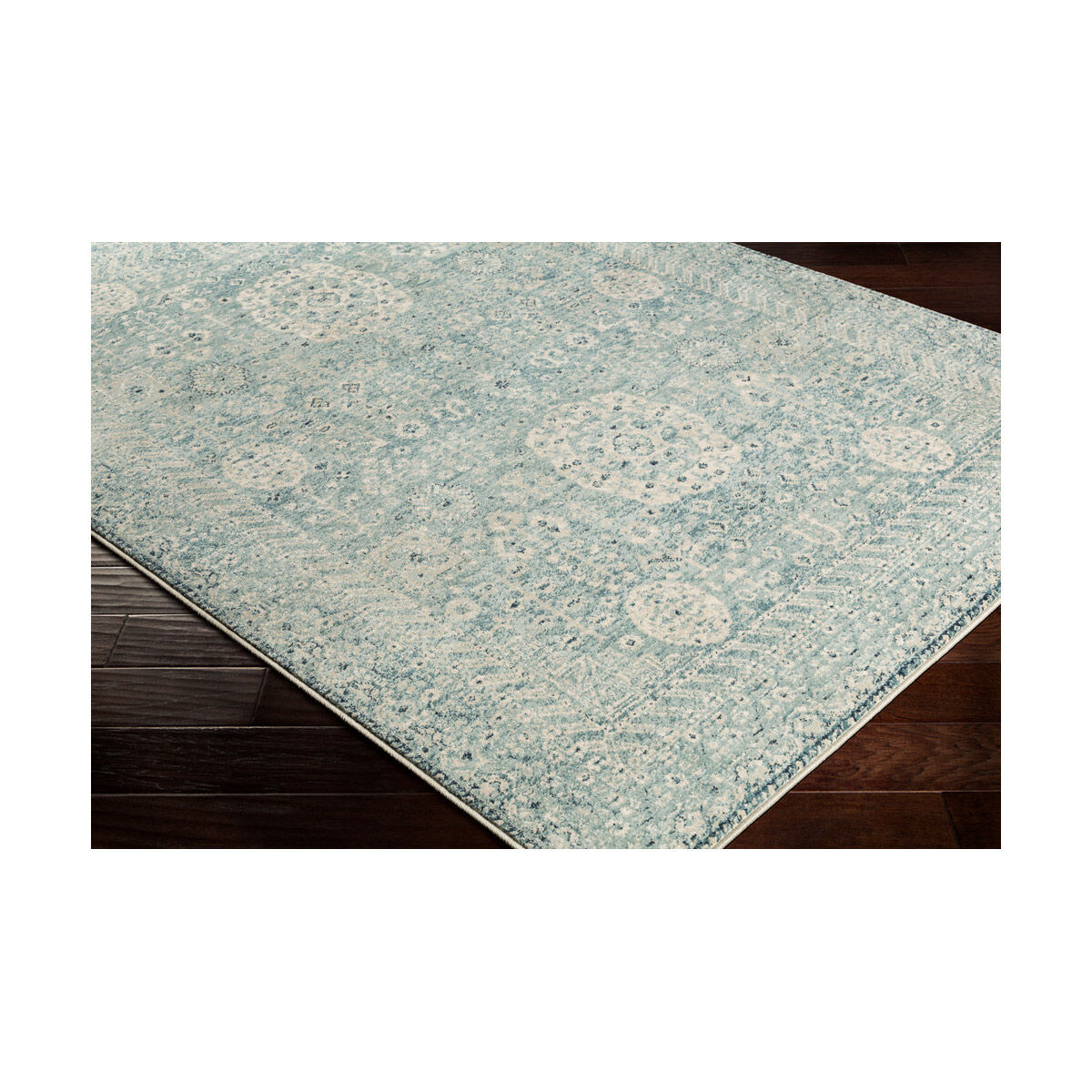 Isaac 94 X 30 inch Medium Gray/Ivory/Teal/Navy Rugs, Runner