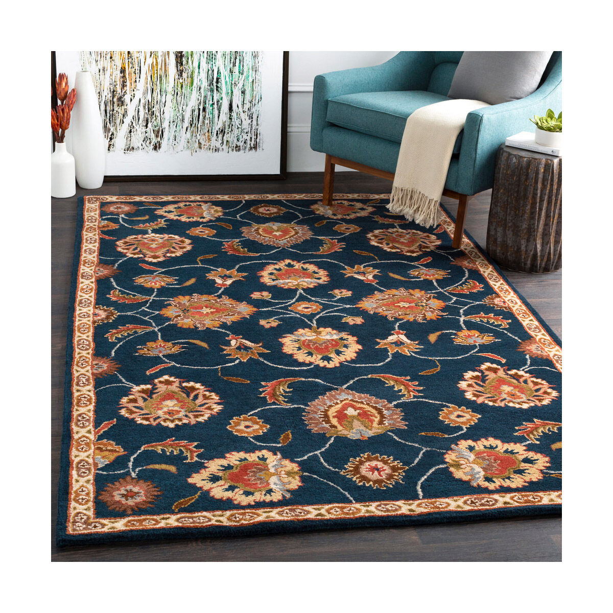 Edda 48 X 48 inch Navy/Khaki/Rust/Tan/Dark Brown Rugs, Wool