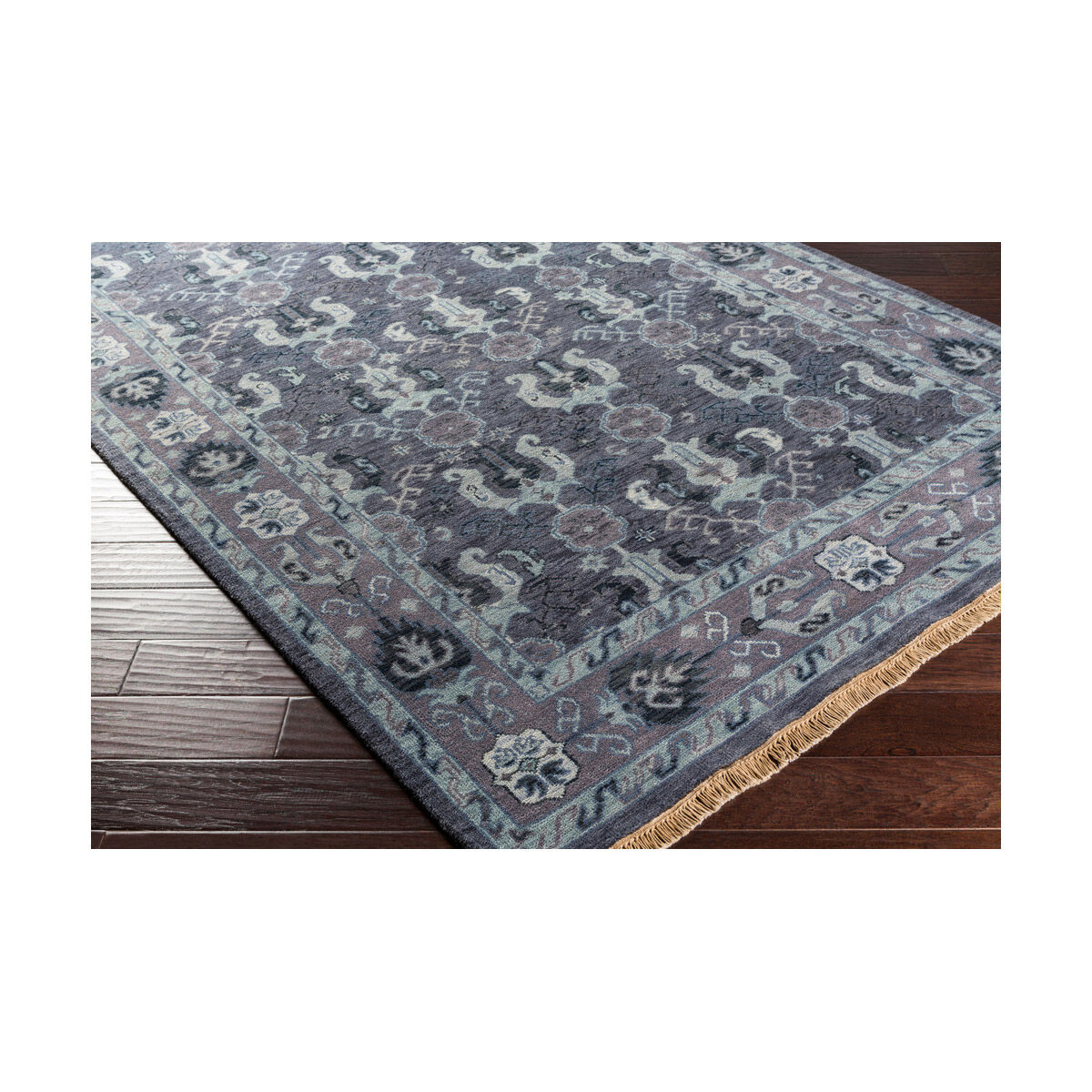Douglas 96 inch Navy/Dark Purple/Aqua/Pale Blue Rugs, Wool
