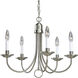 Kipling 5 Light 21 inch Brushed Nickel Chandelier Ceiling Light