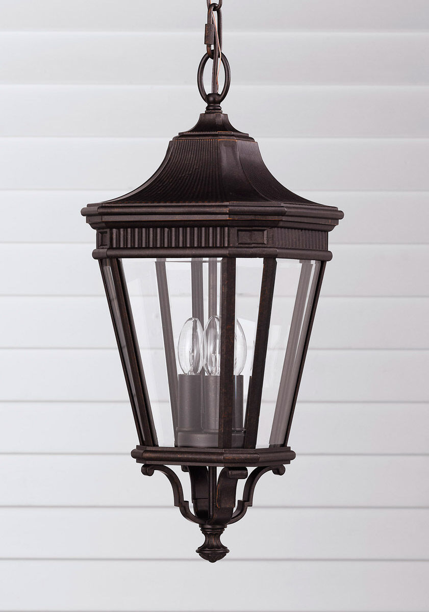 Quade 3 Light 9.5 inch Grecian Bronze Outdoor Hanging Lantern