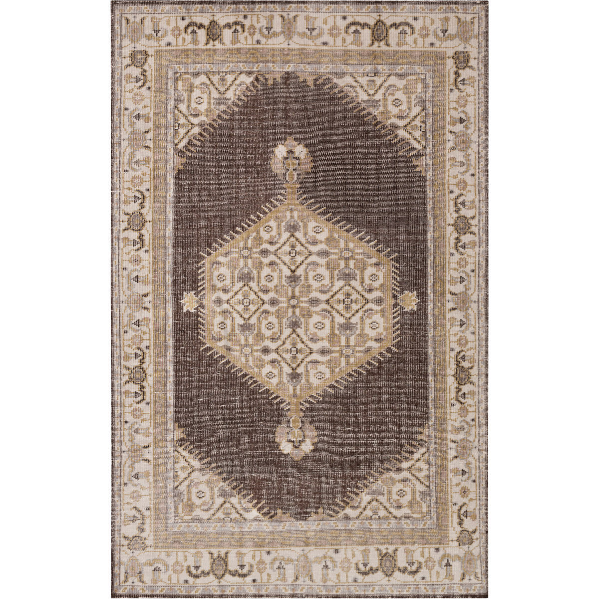 Luella 102 X 66 inch Camel/Light Gray/Medium Gray/Dark Brown/Ivory Rugs, Wool