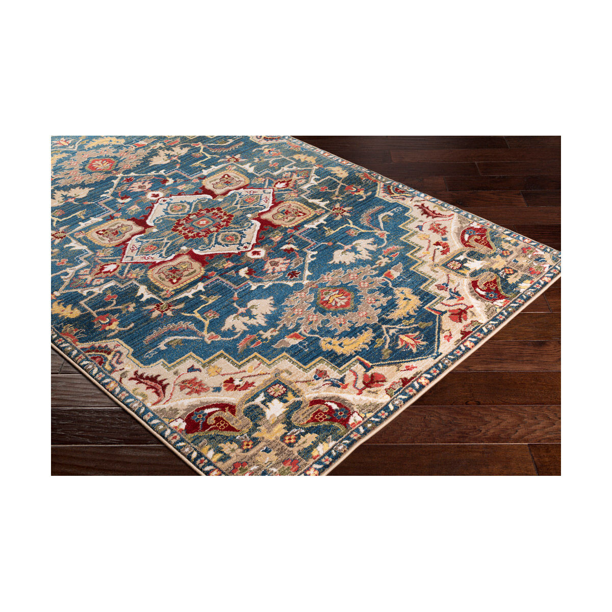 Hannibal 89 X 61 inch Navy/Khaki/Dark Red/White/Bright Yellow/Saffron Rugs, Rectangle