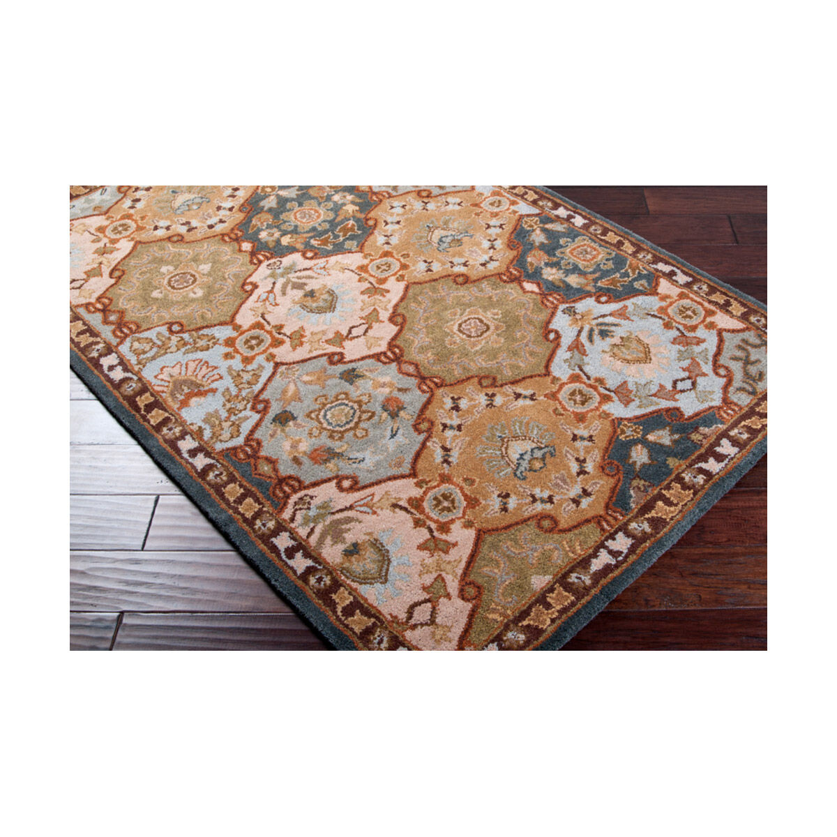 Edda 180 X 144 inch Dark Green/Olive/Sage/Dark Brown/Camel/Medium Gray Rugs, Wool