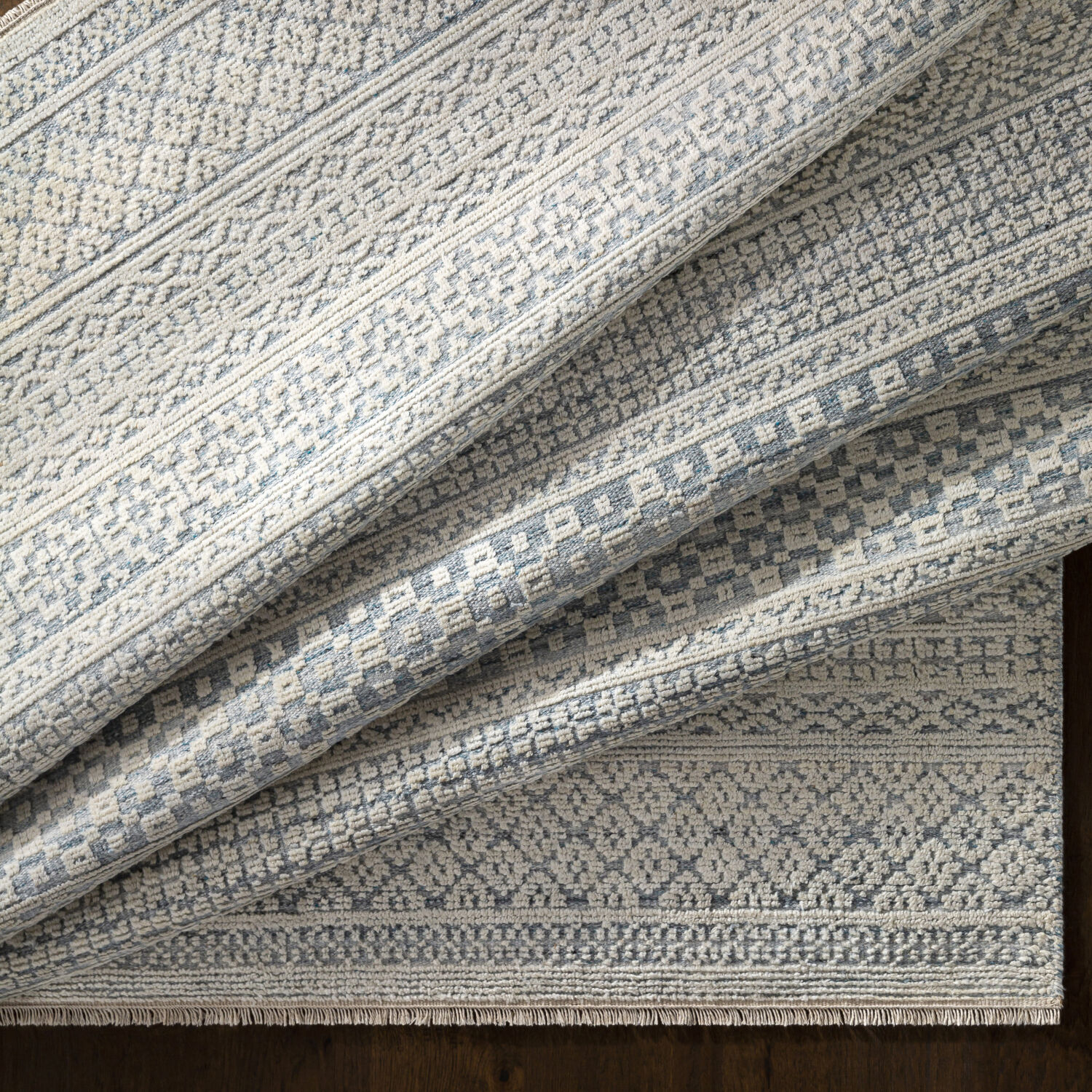 Hollis 120 X 96 inch Ice Blue Rug, Rectangle