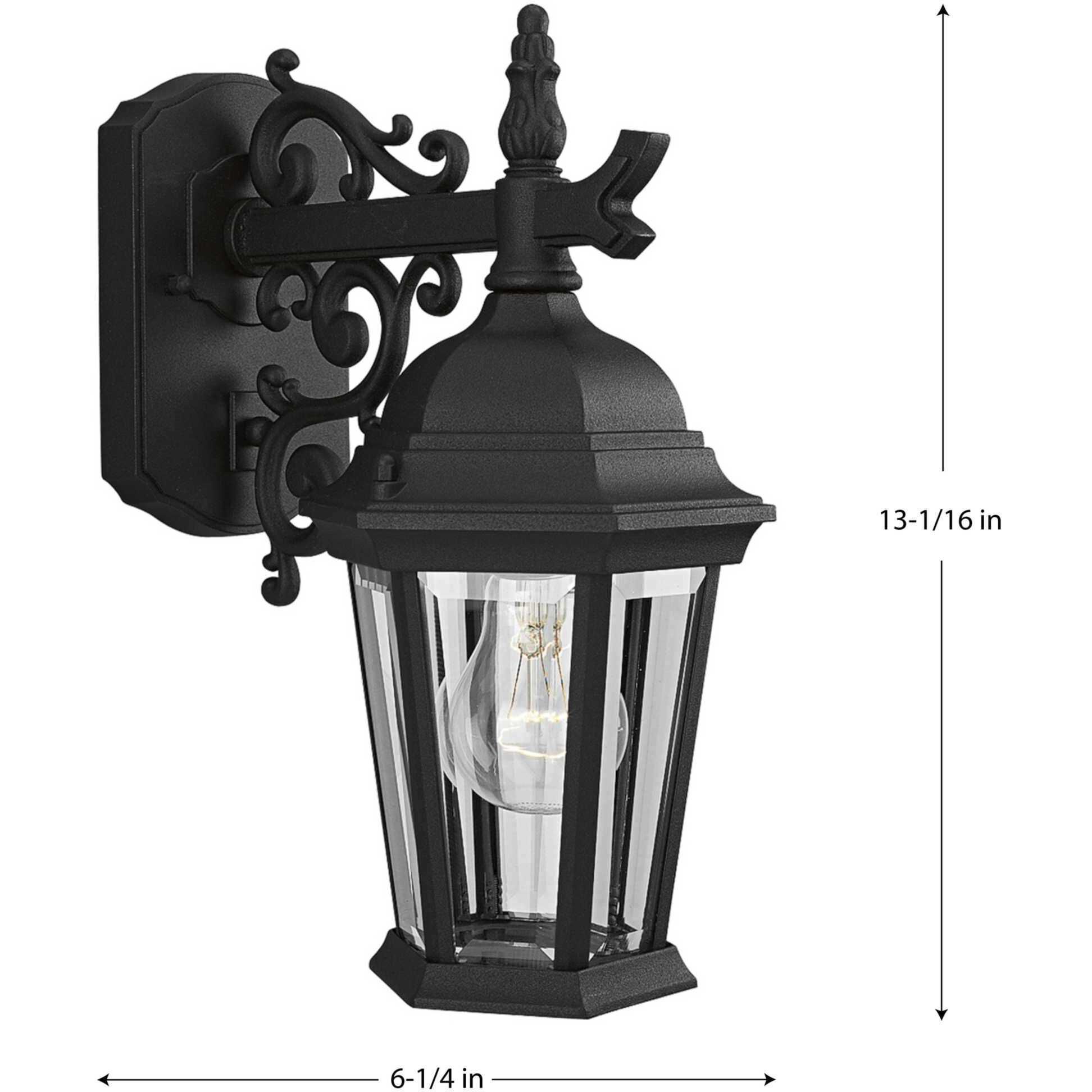 Dover 1 Light 13 inch Textured Black Outdoor Wall Lantern, Small