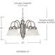 Booker 5 Light 21 inch Burnished Bronze Chandelier Ceiling Light