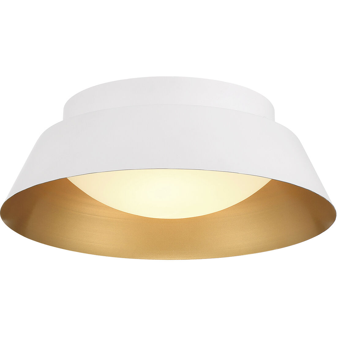 Dorian 2 Light 15 inch White and Gold Flush Mount Ceiling Light