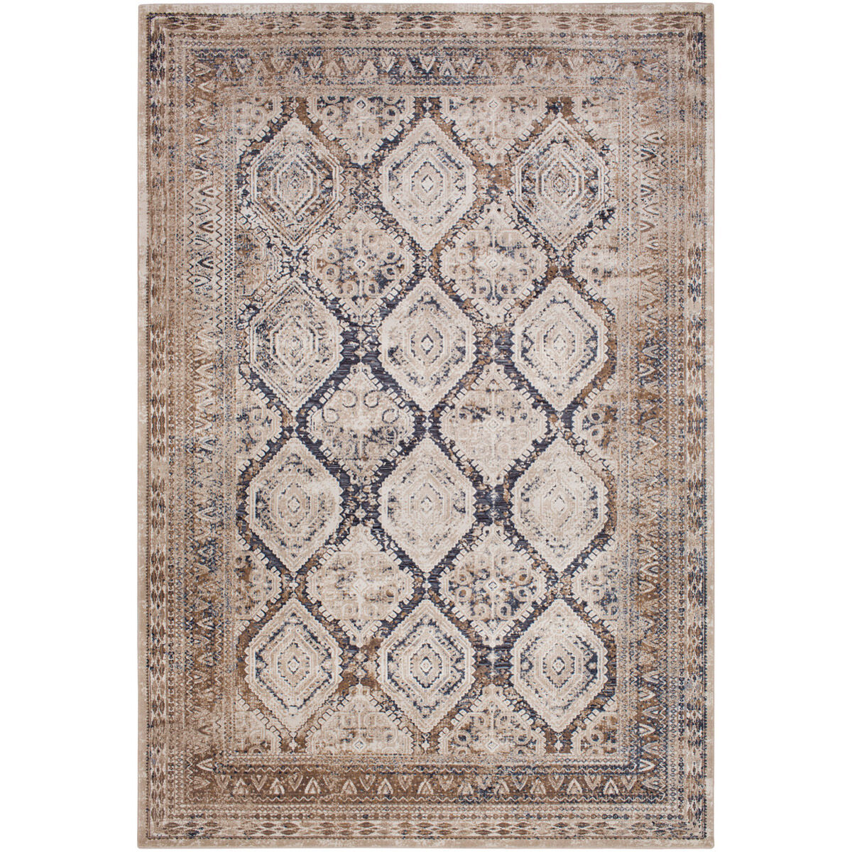 Ademaro 87 X 63 inch Beige/Taupe/Camel/Medium Gray/Charcoal Rugs, Polypropylene and Chenille