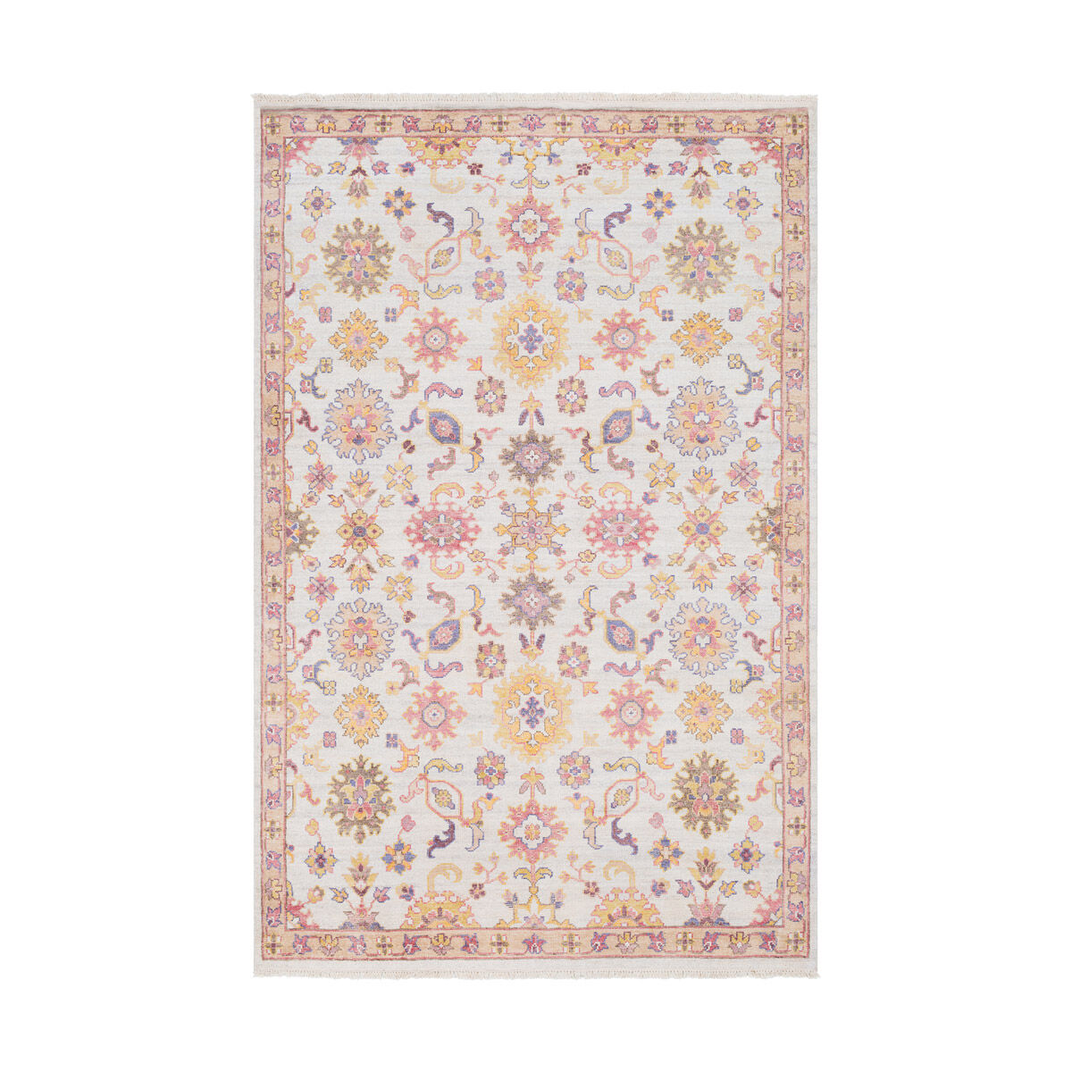 Millard 36 X 24 inch Bright Pink/Cream/Tan/Mustard/Camel/Bright Yellow Rugs, Rectangle