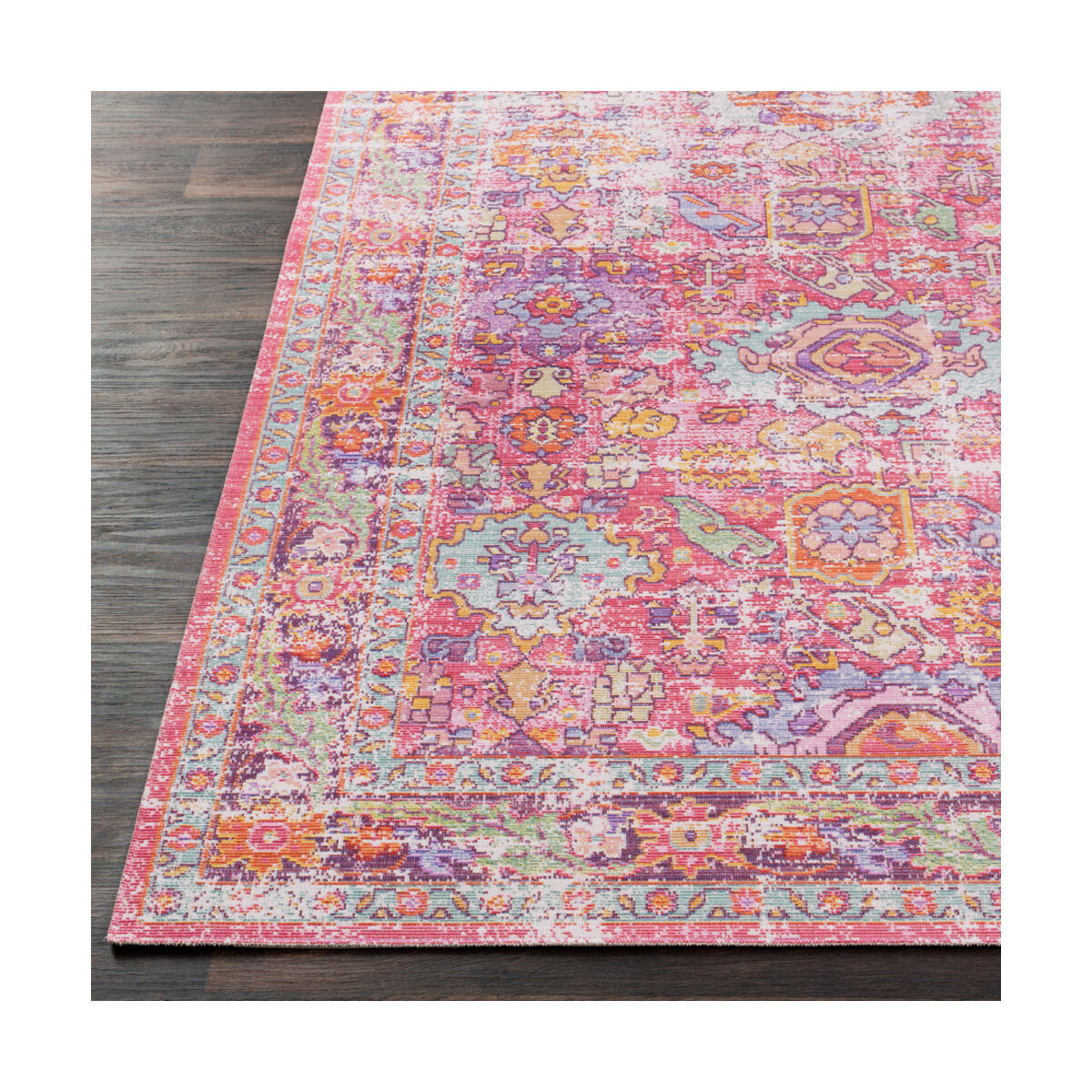 Thora 69 X 47 inch Bright Pink/Lavender/Saffron/Dark Purple/Lime Rugs, Rectangle