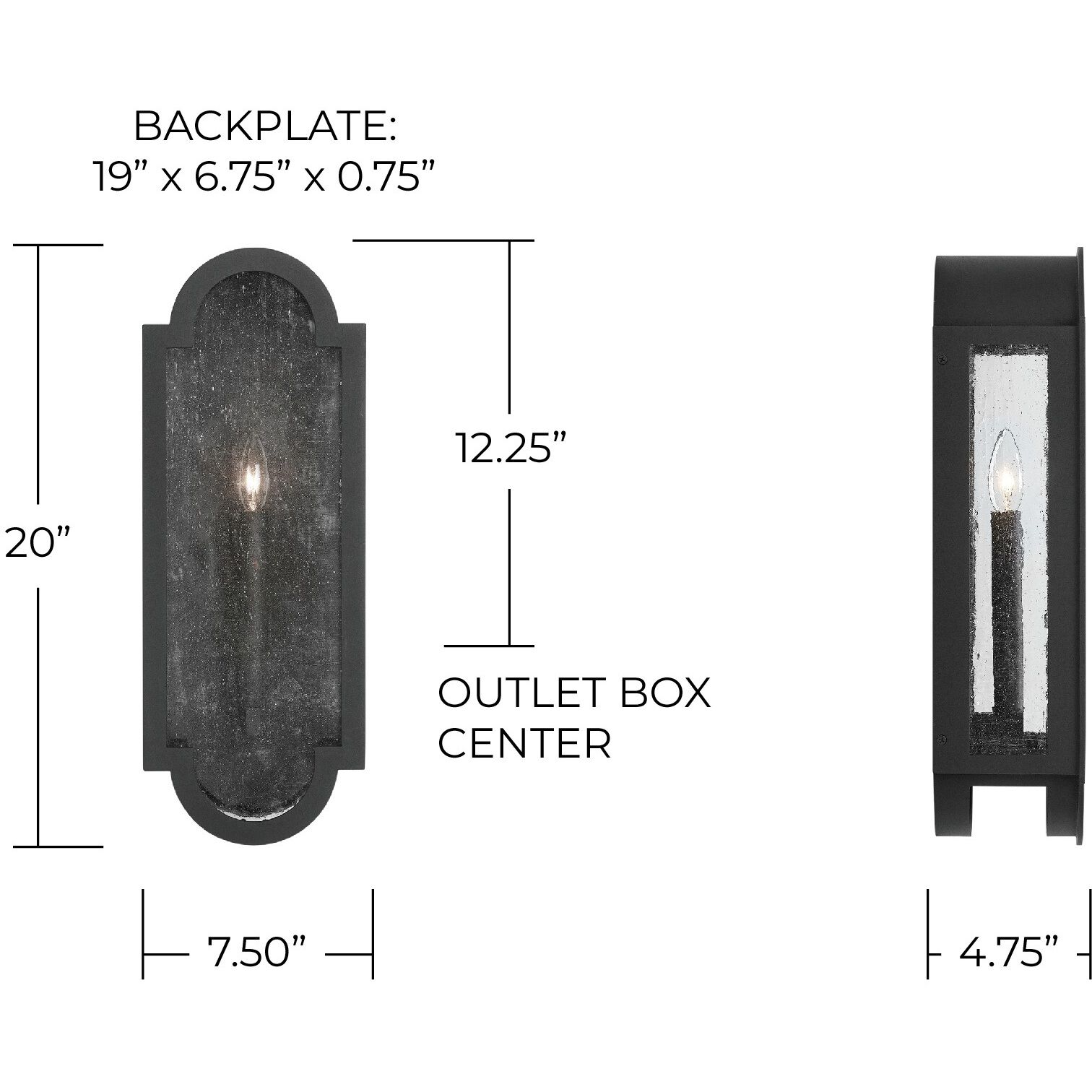 Lindsay 1 Light 20 inch Black Outdoor Wall Mount