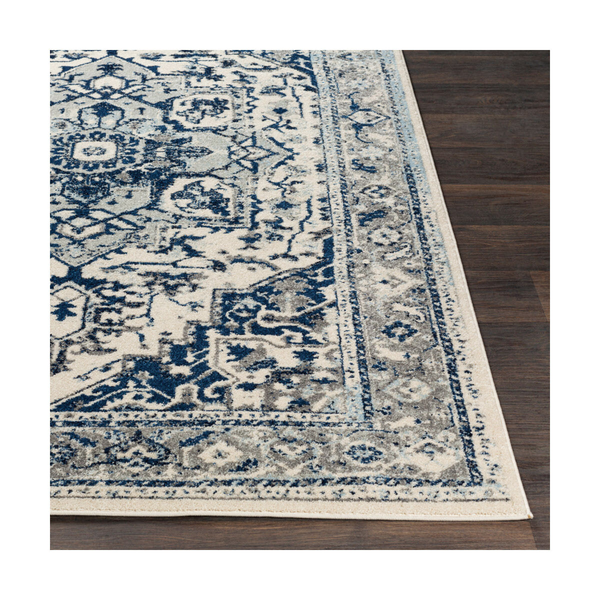 Kendrick 87 X 63 inch Navy/Dark Blue/Pale Blue/Medium Gray/Charcoal Rugs, Rectangle