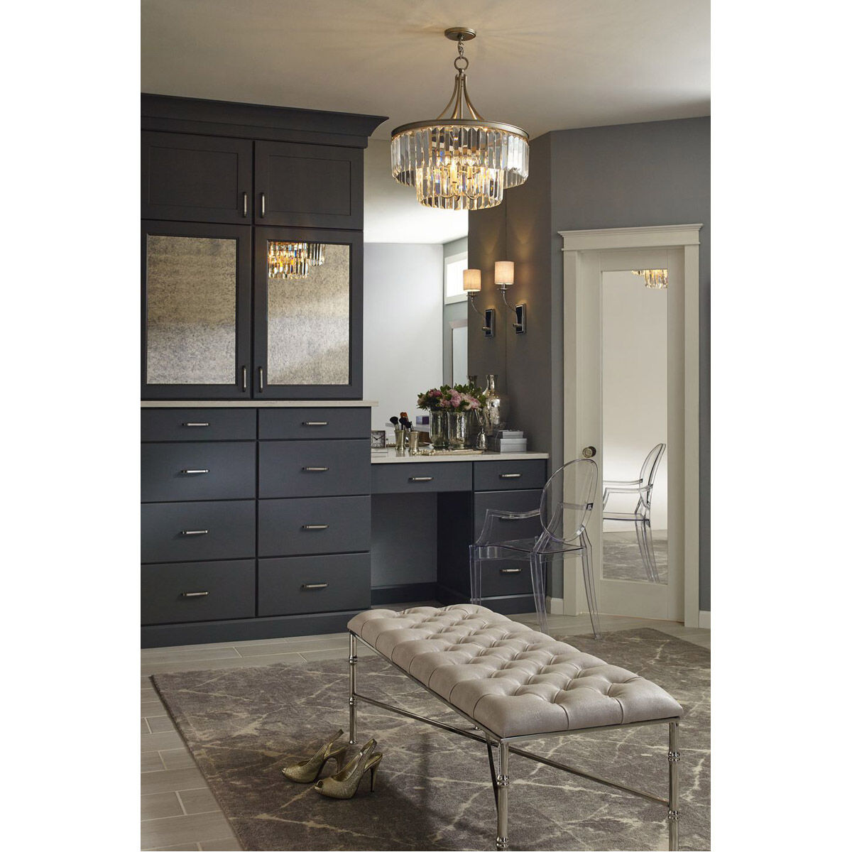 Benedict 6 Light 28 inch Silver Ridge Pendant Ceiling Light, Design Series