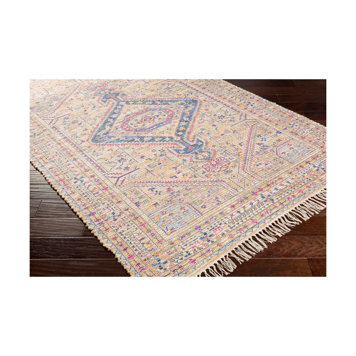 Nelson 90 X 60 inch Khaki/Saffron/Violet/Aqua/White Rugs