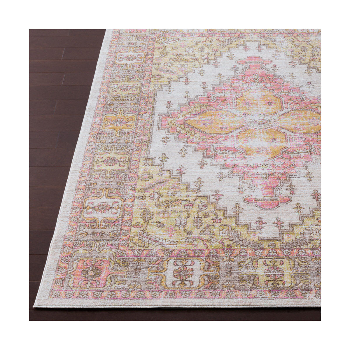 Ayland 34 X 24 inch Coral/Beige/Bright Yellow/Camel/Dark Brown Rugs, Polyester