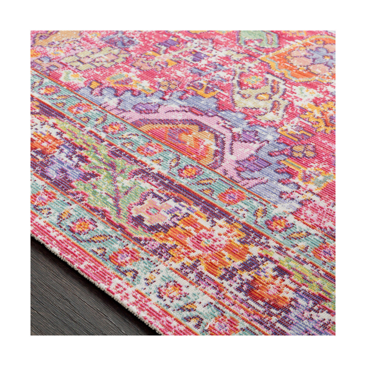 Thora 69 X 47 inch Bright Pink/Lavender/Saffron/Dark Purple/Lime Rugs, Rectangle