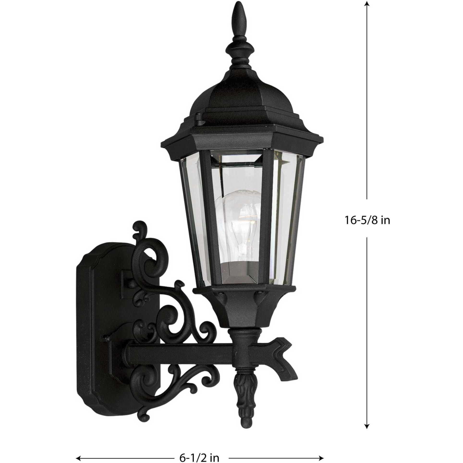 Dover 1 Light 17 inch Textured Black Outdoor Wall Lantern, Small