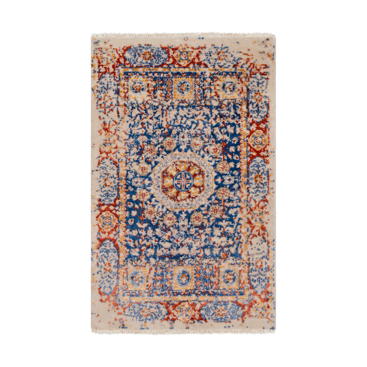 Marina 36 X 24 inch Navy/Burnt Orange/Ivory/Mustard/Taupe Rugs, Rectangle