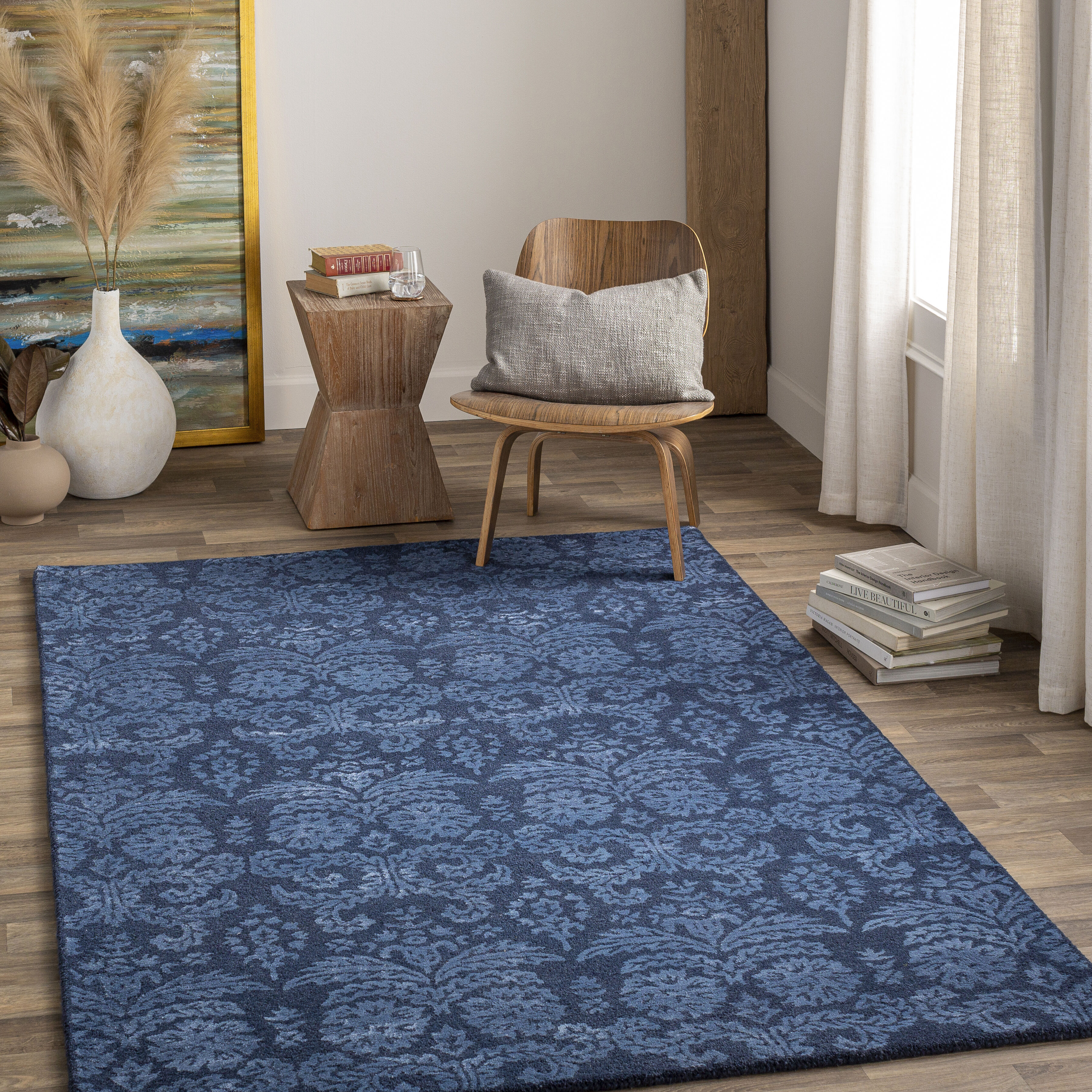 Wilfred 90 X 60 inch Navy Rug, Rectangle