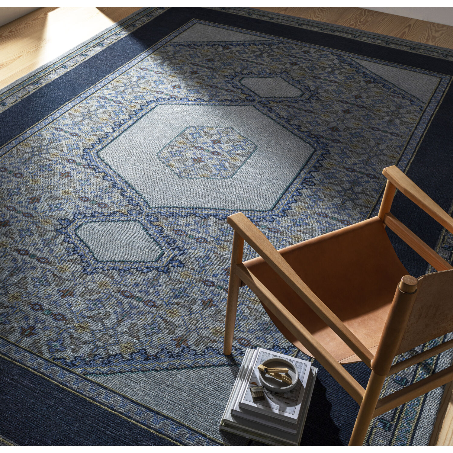 Loren 102 X 66 inch Blue Rug, Rectangle